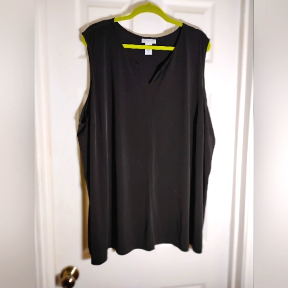Sleeveless V-neck Knit Top Black Catherine's